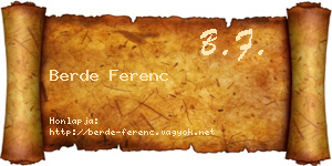 Berde Ferenc névjegykártya